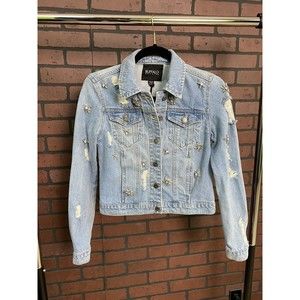 Buffalo by David Bitton Women’s Light Wash Rhinestone Jean Denim Nova Jacket XS